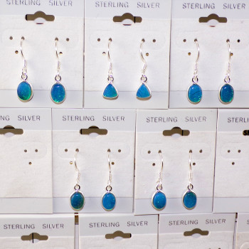 5Pair Natural HKK Opal Gemstone Earring A - BVE967 Cab Solid 925 Sterling Silver Bezel Setting Earring Lot