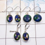 3 Pair Azurite in Malachite Gemstone Cab Earring A - BVE977 Cab Solid 925 Sterling Silver Plain Earring Wholesale Lot