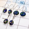 3 Pair Azurite in Malachite Gemstone Cab Earring A - BVE977 Cab Solid 925 Sterling Silver Plain Earring Wholesale Lot
