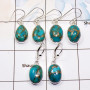 3 Pair Blue Copper Turquoise Gemstone Earring A -BVE991 Cab Blue Copper Turquoise Solid 925 Sterling Silver Plain Earring Wholes