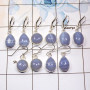 5 Pair Blue Lace Agate Gemstone Earring A - BVE994 Cab Blue Lace Agate Solid 925 Sterling Silver Plain Earring Wholesale Lot