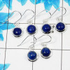 3 Pair Elegant Lapis Lazuli Cab Earring E - BVE996 Round Lapis Lazuli Solid 925 Sterling Silver Plain Earring Lot
