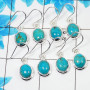 4 Pair Superb Blue Turquoise Cab Earring I - BVE996 Oval Blue Turquoise Solid 925 Sterling Silver Plain Earring Lot