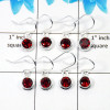 4 Pair Genuine Garnet Cut Earring M - BVE997 Round Garnet Solid 925 Sterling Silver Earring Lot