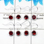4 Pair Genuine Garnet Cut Earring M - BVE997 Round Garnet Solid 925 Sterling Silver Earring Lot