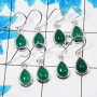 4 Pair Wonderful Green Onyx Cab Earring R - BVE997 Pan Green Onyx Solid 925 Sterling Silver Earring Lot