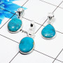 Arizona Turquoise Cab Pendant- M  BVP999 - Solid 925 Sterling Silver Bezel Set 3 Pcs Pendant Wholesale Lot