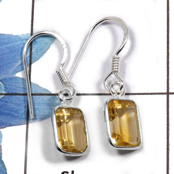 Citrine F - BZE703 - Stylish Handmade Collection Bezel  Earrings 925 Sterling Silver