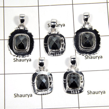 5 pcs Hematite Pendant - E CPJ992 - Sparkling Natural Black Hematite Cut Gemstone 925 Silver Wholesale Lots Pendant