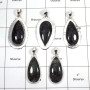 5 pcs Black Rutile Pendant - C CPJ995 - Natural Black Rutle Cab Gemstone 925 Sterling Silver Plain Setting Pendant