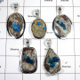5 pcs Cavansite Druzy Pendant - E CPJ995 - Natural Cavansite Druzy Gemstone 925 Sterling Silver Plain Setting Big Pendant