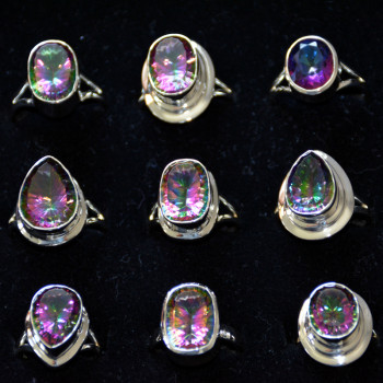 9 pcs Mystic Quartz Rings - CRJ003- Big Rings Sterling Silver 925 handmade Rings from Jaipur India 9 pcs Mystic Quartz Rings - CRJ003- Big Rings Sterling Silver 925 handmade Rings from Jaipur India
