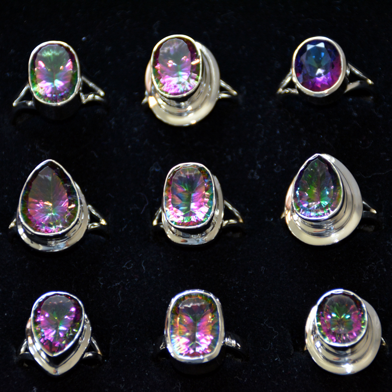 9 pcs Mystic Quartz Rings - CRJ003- Big Rings Sterling Silver 925 handmade Rings from Jaipur India 9 pcs Mystic Quartz Rings - CRJ003- Big Rings Sterling Silver 925 handmade Rings from Jaipur India