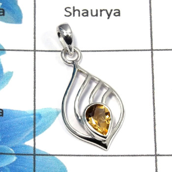 Citrine Cut B - CSP896 - Newly Arrival Natural Citrine Cut Gemstone Solid 925 Sterling Silver Designer Casting Pendant