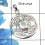 Rainbow Mystic Cut K - CSP896 - Natural Rainbow Mystic Cut Gemstone 925 Sterling Silver Celtic Design Casting Pendant