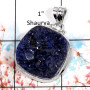 Azurite Druzy-A DZP960-Natural Azurite Druzy Plain Setting Pendant 925 Sterling Silver