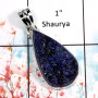Azurite Druzy-C DZP960-Glamorous Azurite Druzy Plain Silver Pendant 925 Sterling Silver