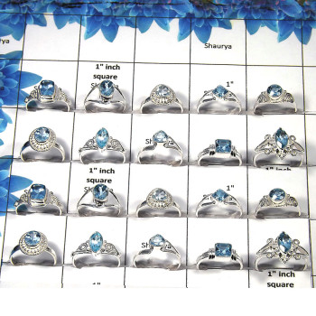 Blue Topaz Cut Gemstone - G - 100 Gms 4 to 9 Gorgeous Natural Blue Topaz Cut Gemstone 925 Sterling Silver Ring Approx. 30 To 35 