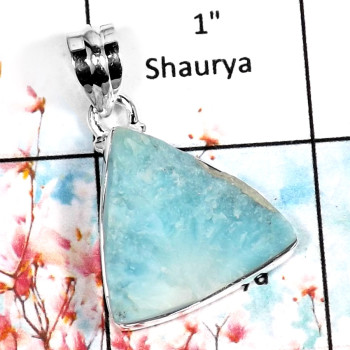 Larimar F-ISP519-Gorgeous Look Handmade Larimar Gemstone Plain Silver Pendant 925 Sterling Silver