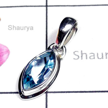 Blue Topaz D - ISP967-Blue Topaz Cut Gemstone Precious Pendant