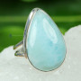 LARIMAR A - LDS975- 925 STERLING SILVER LARIMAR GEMSTONE BEAUTIFUL RINGS FAC