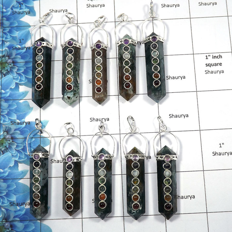 Moss Agate - D - MTS998 - 10 Pcs Lots Newly Arrival Natural Moss Agate Gemstone White Metal-Non Silver Metaphysical Pendants Moss Agate - D - MTS998 - 10 Pcs Lots Newly Arrival Natural Moss Agate Gemstone White Metal-Non Silver Metaphysical Pendants