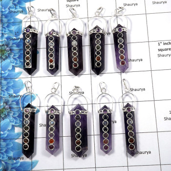 Amethyst - E - MTS998 - 10 Pcs Lots White Metal-Non Silver Natural Amethyst Gemstone Metaphysical Pendants Wholesale Lots Amethyst - E - MTS998 - 10 Pcs Lots White Metal-Non Silver Natural Amethyst Gemstone Metaphysical Pendants Wholesale Lots