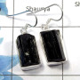 Black Tourmaline Rough E - NDS955 - Indian Factory Made 925 Sterling Silver Natural Black Tourmaline Rough Earring