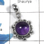 Amethyst Cab C - NSP953 - - Natural Purple Amethyst Cab Gemstone 925 Sterling Silver Light Weight Designer Pendant