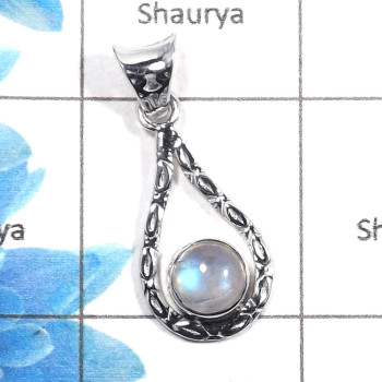 Rainbow Moonstone Cab K - NSP965 - Natural Rainbow Moonstone Gemstone 925 Sterling Silver Designer Pendant