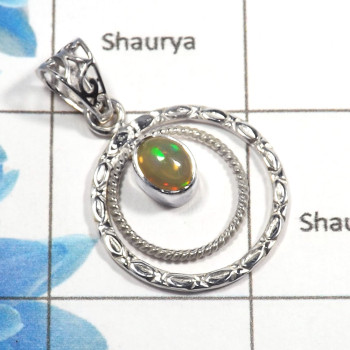 Ethiopian Opal Cab C - NSP978 - Awesome Natural Ethiopian Opal Gemstone Solid 925 Sterling Silver Designer Pendant