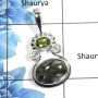 Seraphinite Cab & Peridot Cut - D NSP990 - Indian Factory Made Solid 92.5% Sterling Silver Designer Pendant