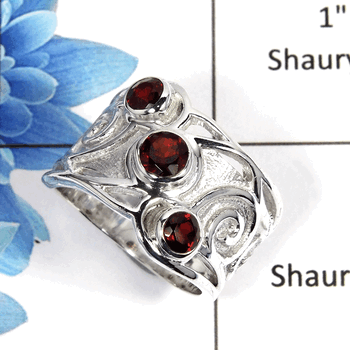 Garnet Cut I - NSR997 - Awesome Natural Red Garnet Cut Gemstone 925 Sterling Silver Handmade Designer Ring