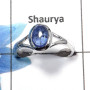 Tanzanite Cab A - PSR731 - Natural Blue Tanzanite Cab Gemstone 925 Sterling Silver Plain Setting Ring