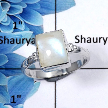 Rainbow Moonstone Cab O - PSR734 - Newly Arrival Natural Blue Fire Rainbow Moonstone Gemstone 925 Sterling Silver Ring Rainbow Moonstone Cab O - PSR734 - Newly Arrival Natural Blue Fire Rainbow Moonstone Gemstone 925 Sterling Silver Ring