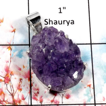 Amethyst Druzy-J RPP967-Eye Catching Druzy Gemstone Wholesale Pendant 925 Sterling Silver
