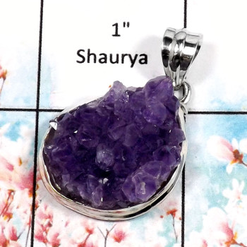 Amethyst Druzy-S RPP967-Glorious Druzy Gemstone Handmade Wholesale Pendant 925 Sterling Silver