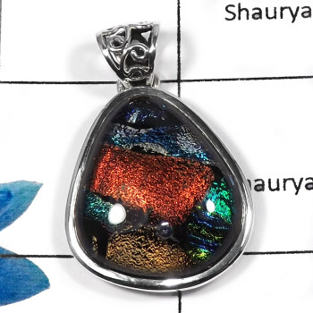Dichroic Galss SALE822 - Amazing Latest Design Handmade Girl's Pendants 925 Sterling Silver Dichroic Galss SALE822 - Amazing Latest Design Handmade Girl's Pendants 925 Sterling Silver
