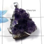 Amethyst Druzy SALE828 - Solid 92.5% Sterling Silver Natural Amethyst Druzy Gemstone Prong Setting Pendant