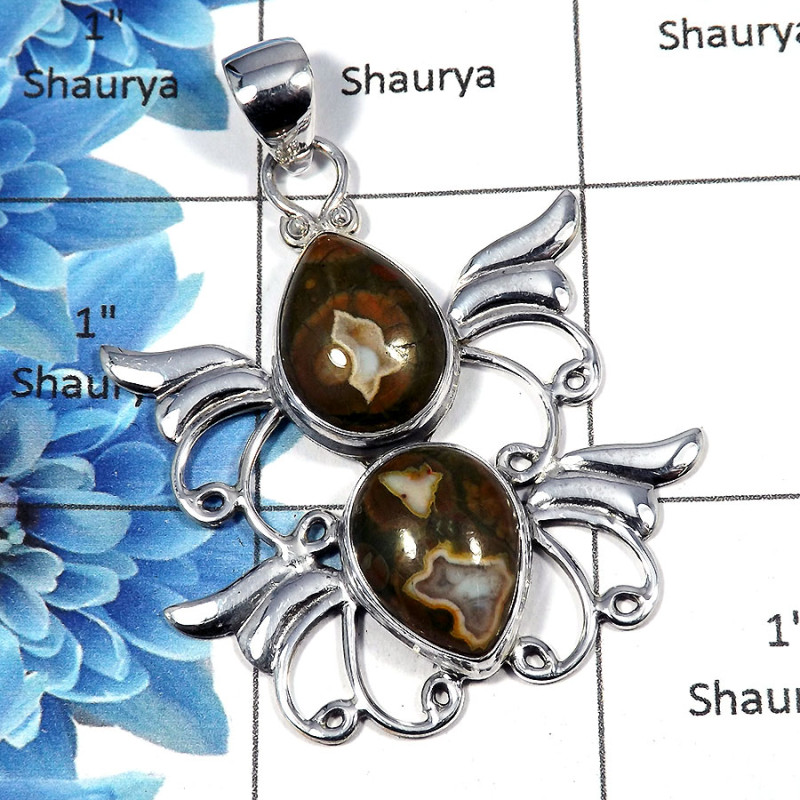 Rhyolite - SALE913 - Stunning Natural Rhyolite Gemstone Solid 925 Sterling Silver Designer Pendant Rhyolite - SALE913 - Stunning Natural Rhyolite Gemstone Solid 925 Sterling Silver Designer Pendant