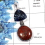 Blue Mystic & Utah Coral - SALE924 - Natural Blue Mystic & Utah Coral Gemstone 925 Sterling Silver Plain Setting Pendant