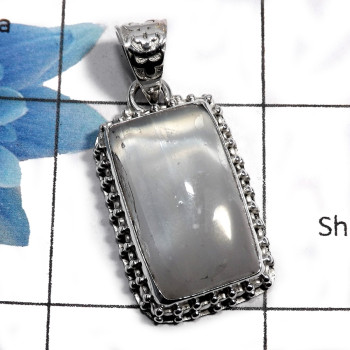 Selenite SALE964 - Natural Salenite  Cab Gemstone 925 Sterling Silver Designer Pendant