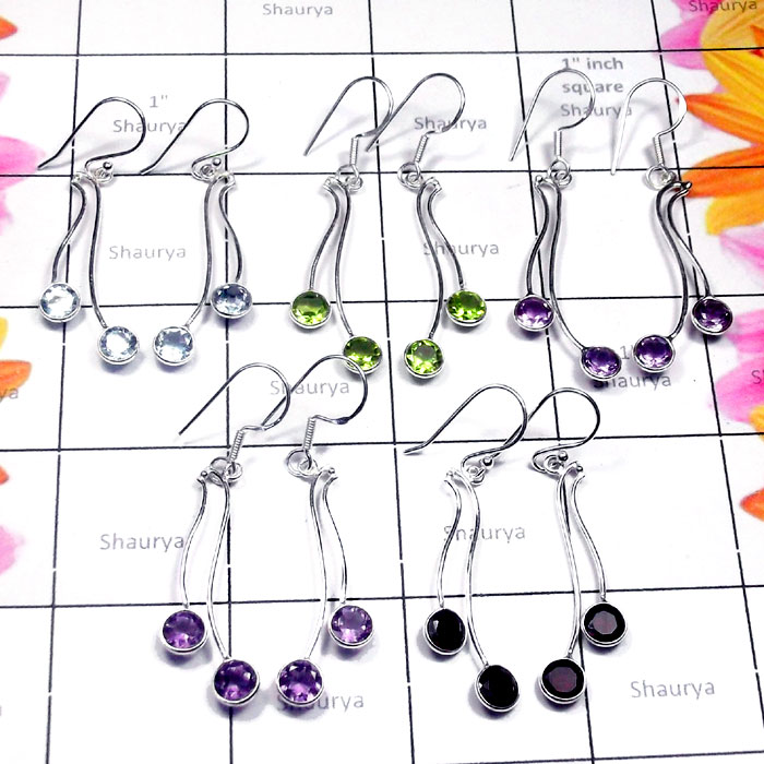 5 Pcs. Multi Cut Gmestone O - SBP992-Exclusive Silver Natural Gemstone Fantastic Bejal Earring