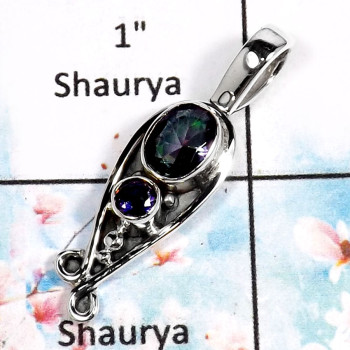 Mystic Quartz-D SD413-Party Wear Cut Gemstone Handmade Wholesale Pendant 925 Sterling Silver