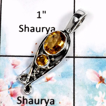 Citrine-G SD413-Amazing Cut Gemstone Designer Women's Pendant 925 Sterling Silver