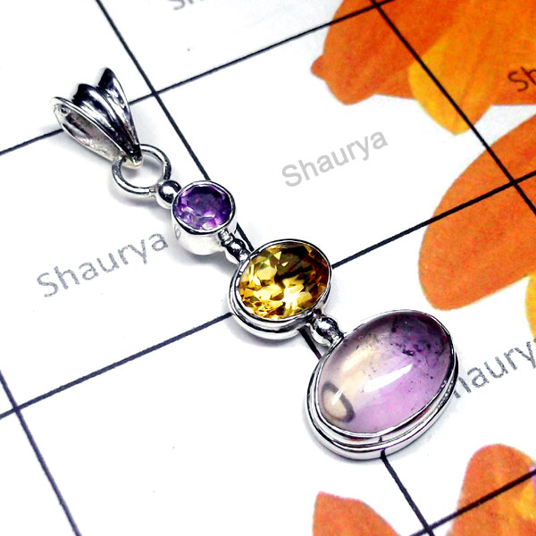 Ametrine D - SD971-Exclusive Silver Precious Gemstone Fantastic Pendant