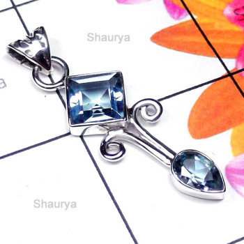 Blue Topaz B - SD994-Stylish Pendant with Multi Gemstone