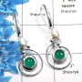 Green Onyx & Pearl Cab - A SDE534 - Natural Green Onyx & Pearl Cab Gemstone 925 Sterling Silver Designer Earrings