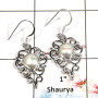Pearl Cab - G SDE541 - Natural White Pearl Cabochon Gemstone 925 Sterling Silver Designer Earrings