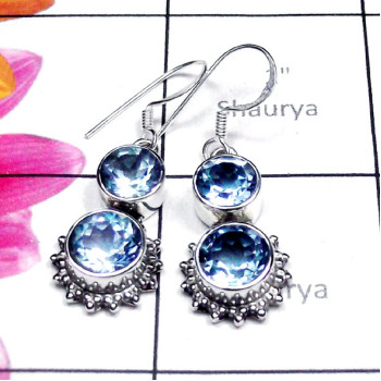 Blue Topaz E - SDE988-Gorgeous Design Precious Gemstone Earrings